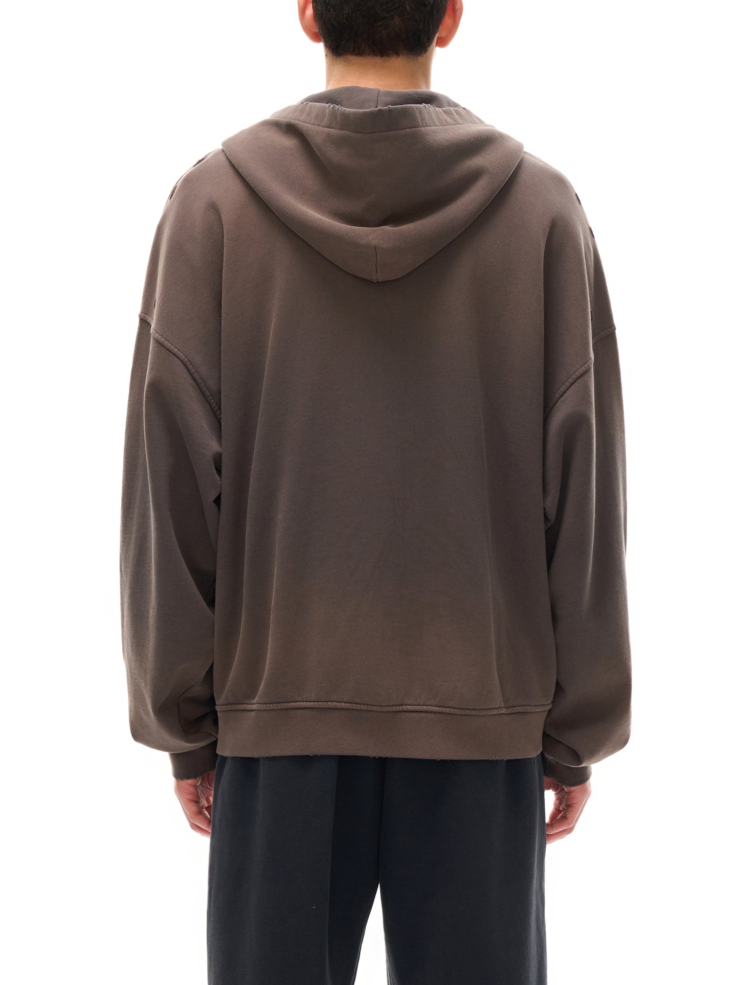 hand-frayed sunfade zip hoodie