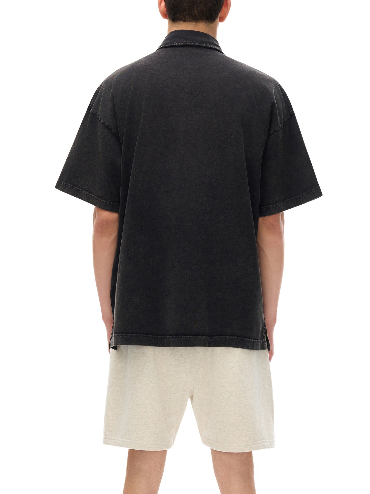 heavyweight acid-washed polo t-shirt