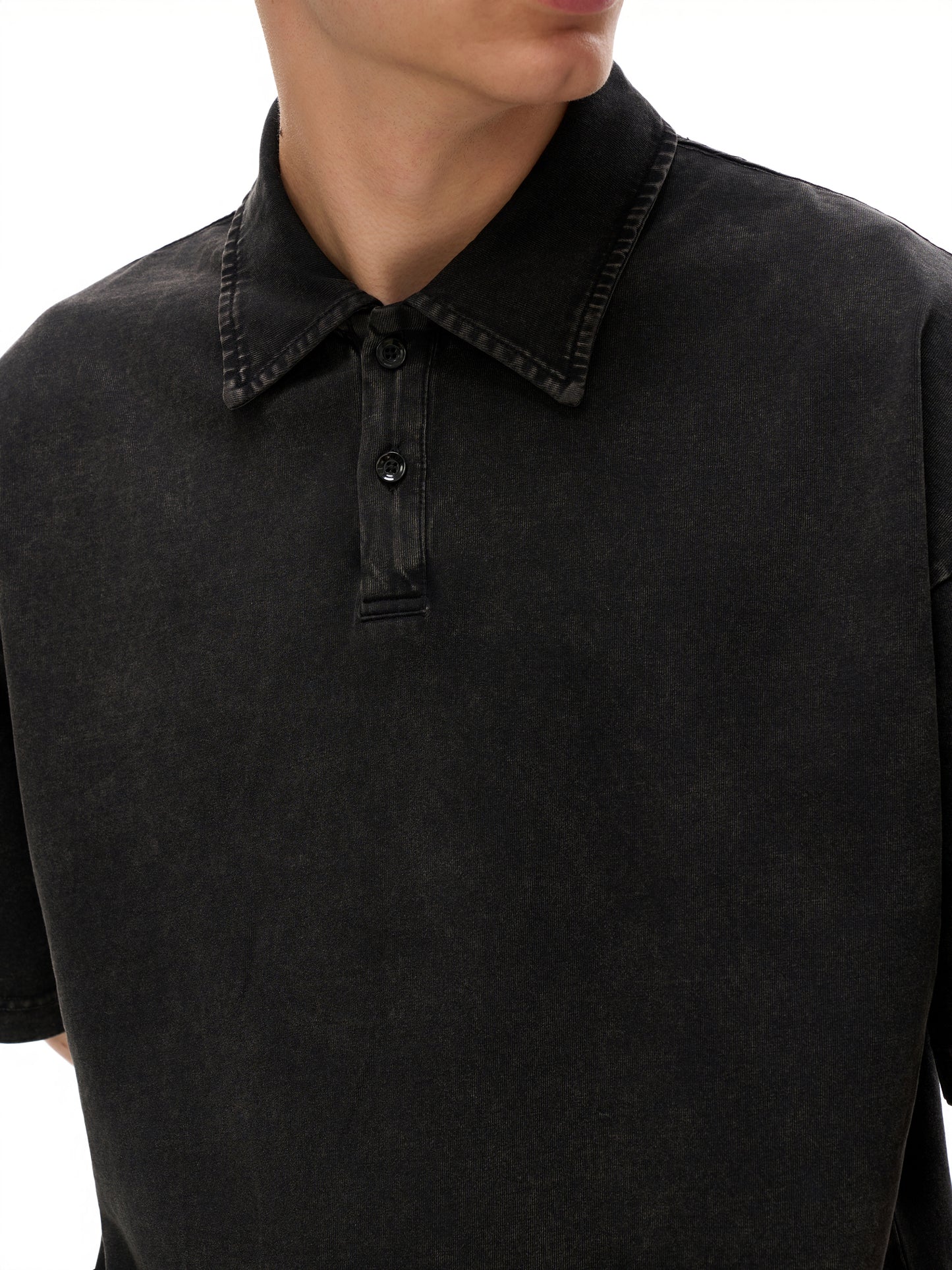 heavyweight acid-washed polo t-shirt