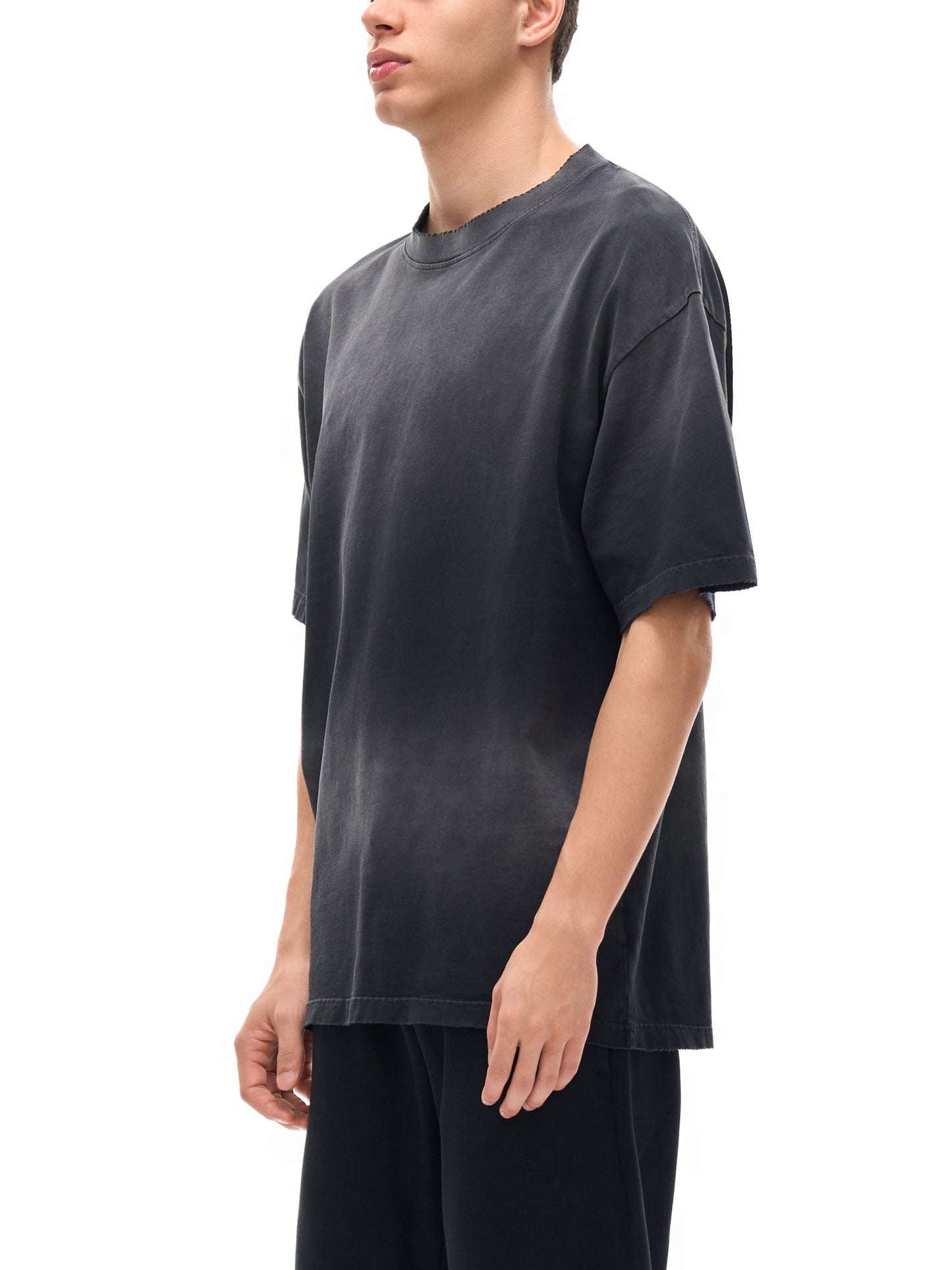 sun fade hand-frayed cotton t-shirt