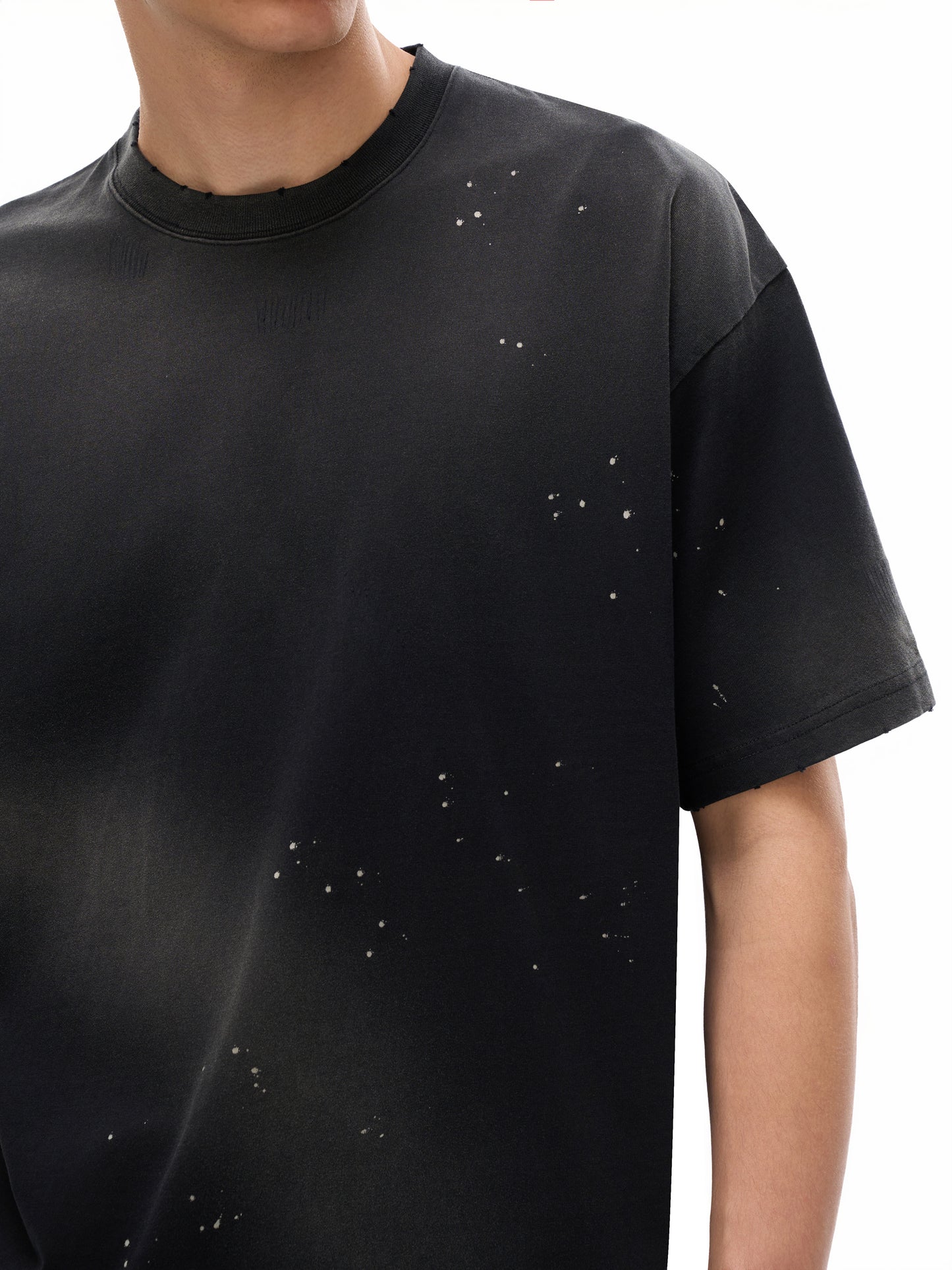 hand-frayed sunfade paint splatter t-shirt