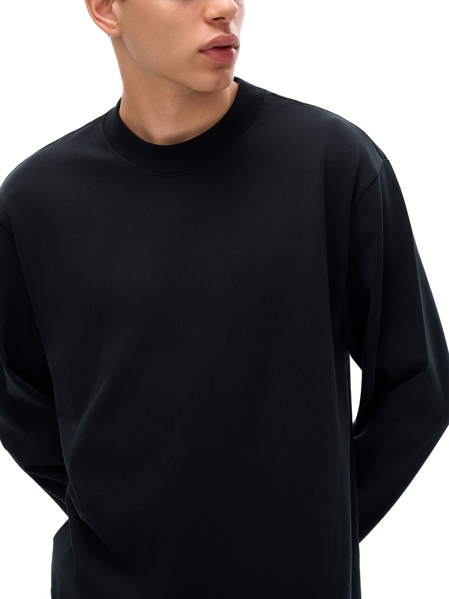 essential non-shrink mock neck sweatshirt