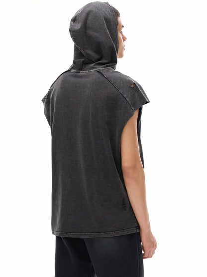 Acid Washed Boxy Hooded Tank Top