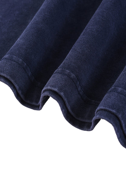 Acid Washed V-Neck Cotton T-Shirt