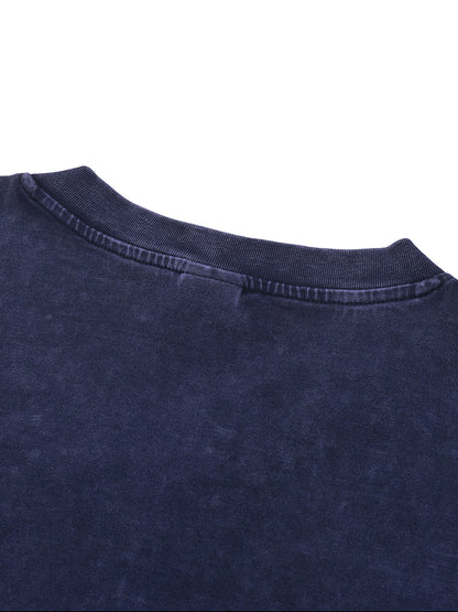 Acid Washed V-Neck Cotton T-Shirt