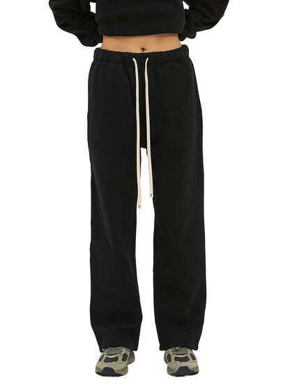 Solid Colour Fleece Straight Leg Joggers