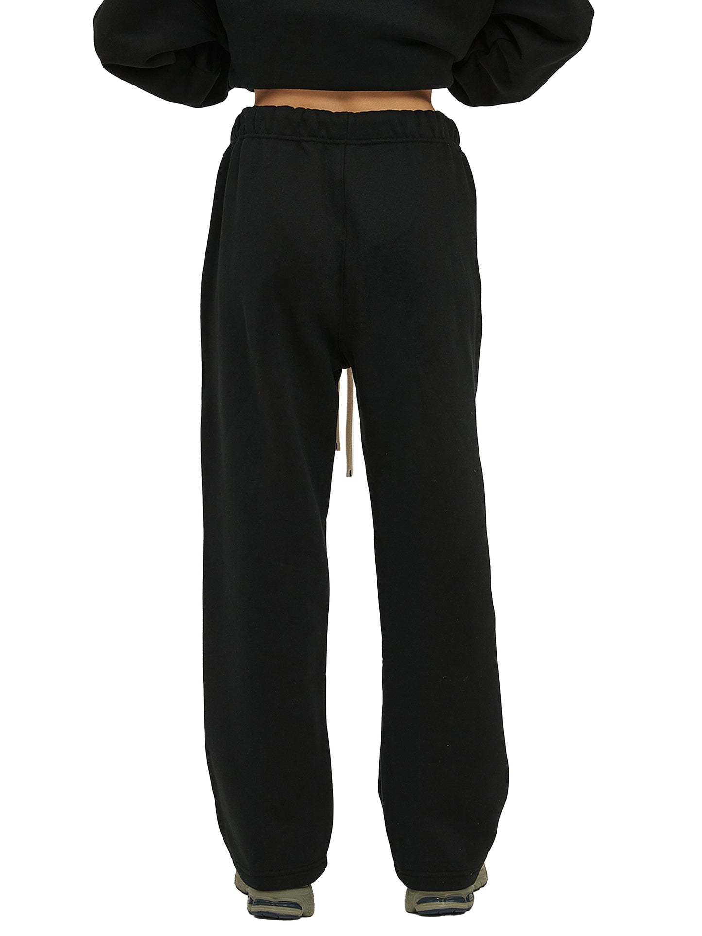solid colour fleece straight leg joggers
