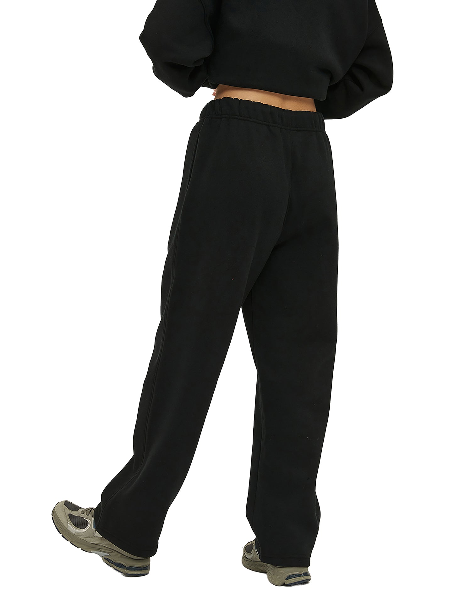 solid colour fleece straight leg joggers