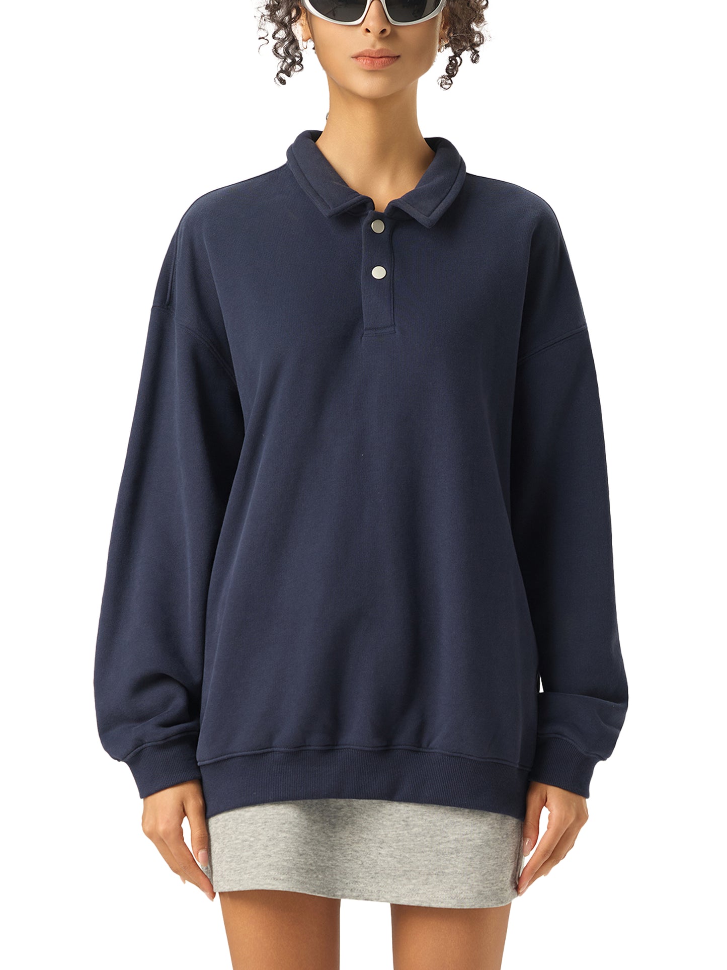 heavyweight polo-collar sweatshirt