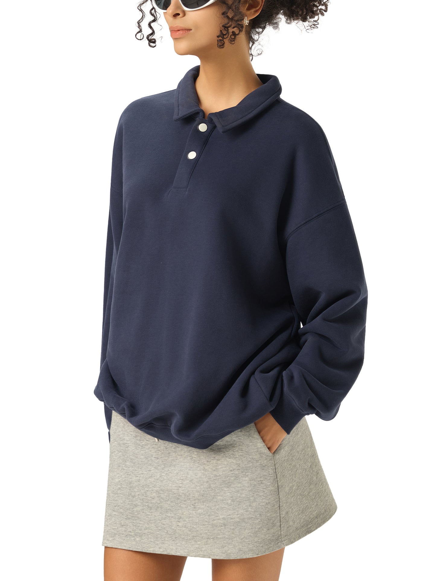 heavyweight polo-collar sweatshirt