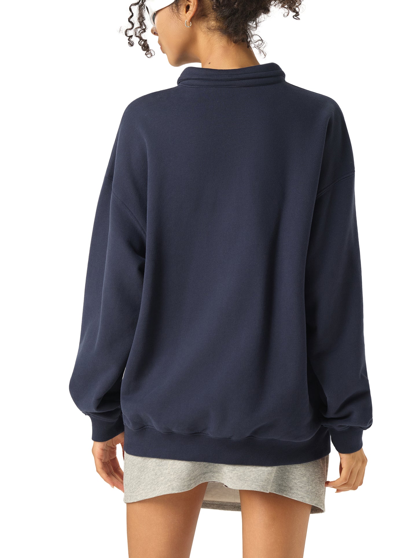 heavyweight polo-collar sweatshirt