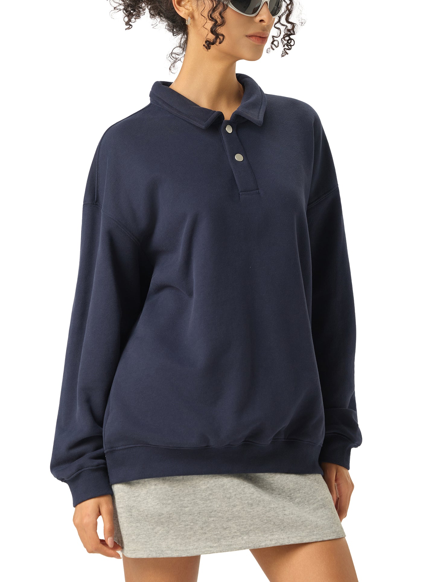 heavyweight polo-collar sweatshirt