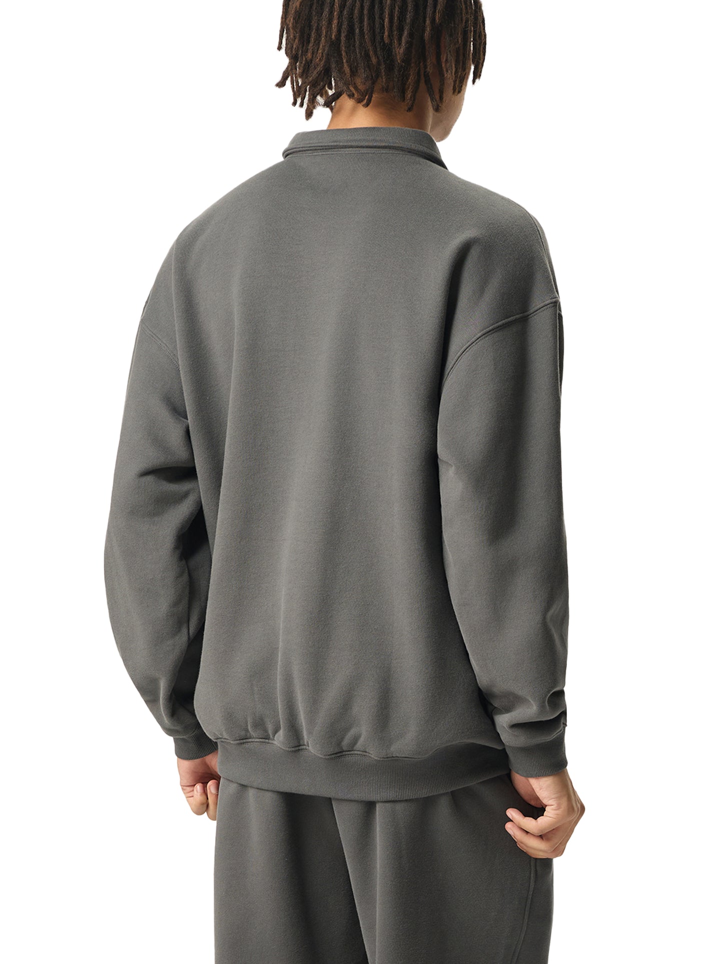 heavyweight polo-collar sweatshirt