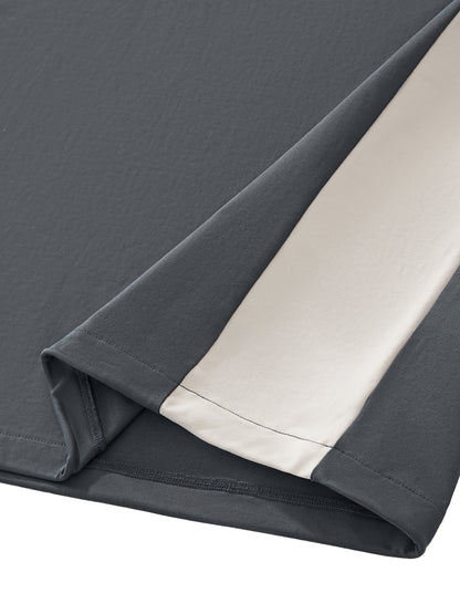 Colour-Block V-Neck Long-Sleeve T-Shirt