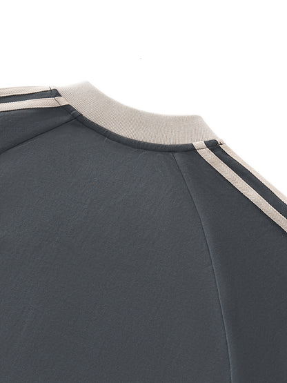 Colour-Block V-Neck Long-Sleeve T-Shirt