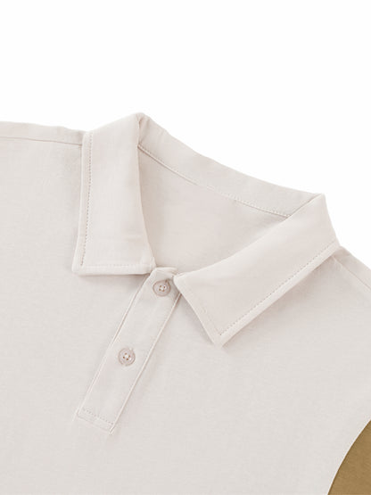 Contrast Panel Cotton Polo Shirt
