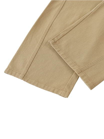 Belted Barrel-Leg Chino Pants