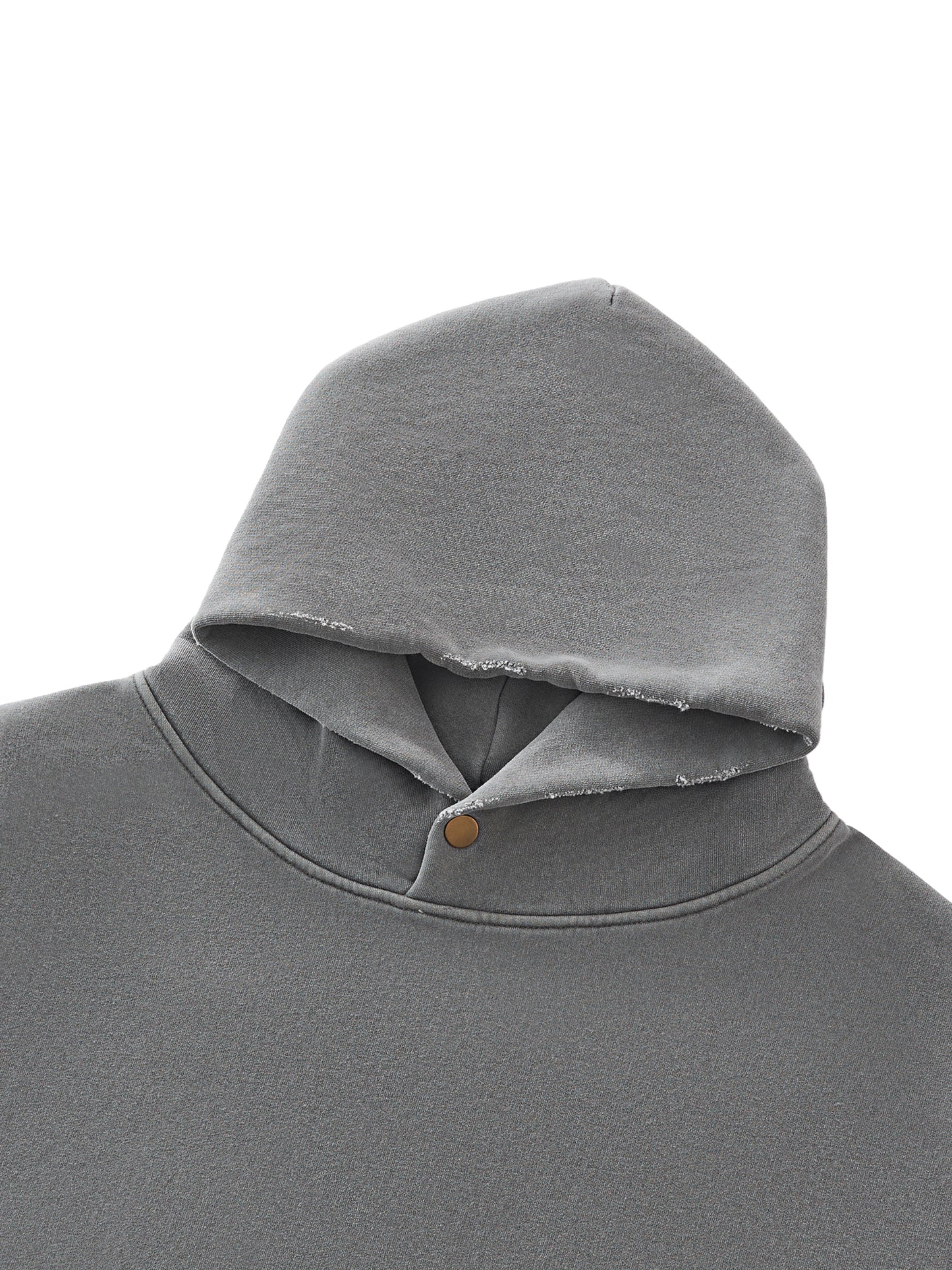frayed enzyme washed fleece hoodie