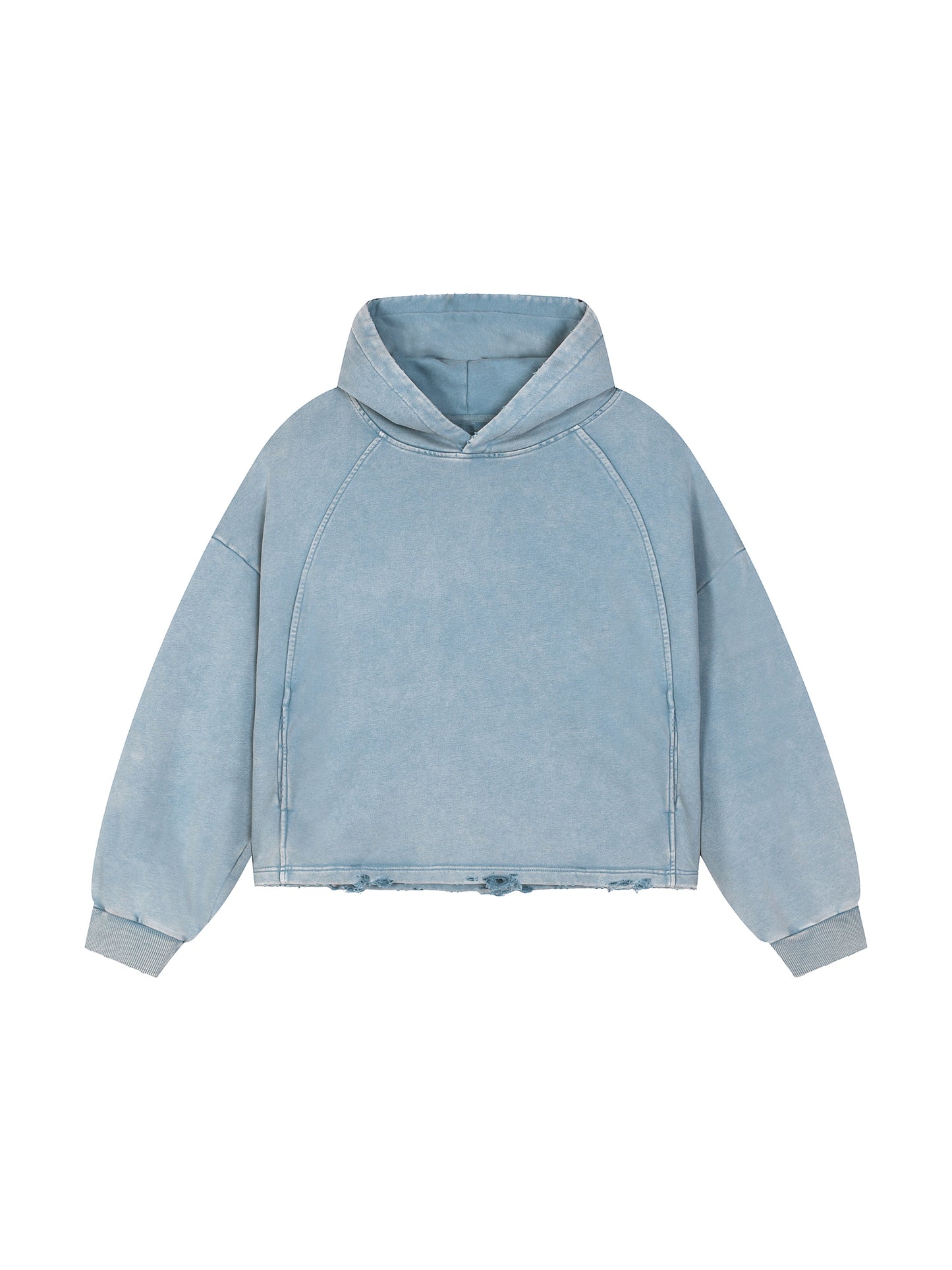 vintage washed frayed-hem hoodie