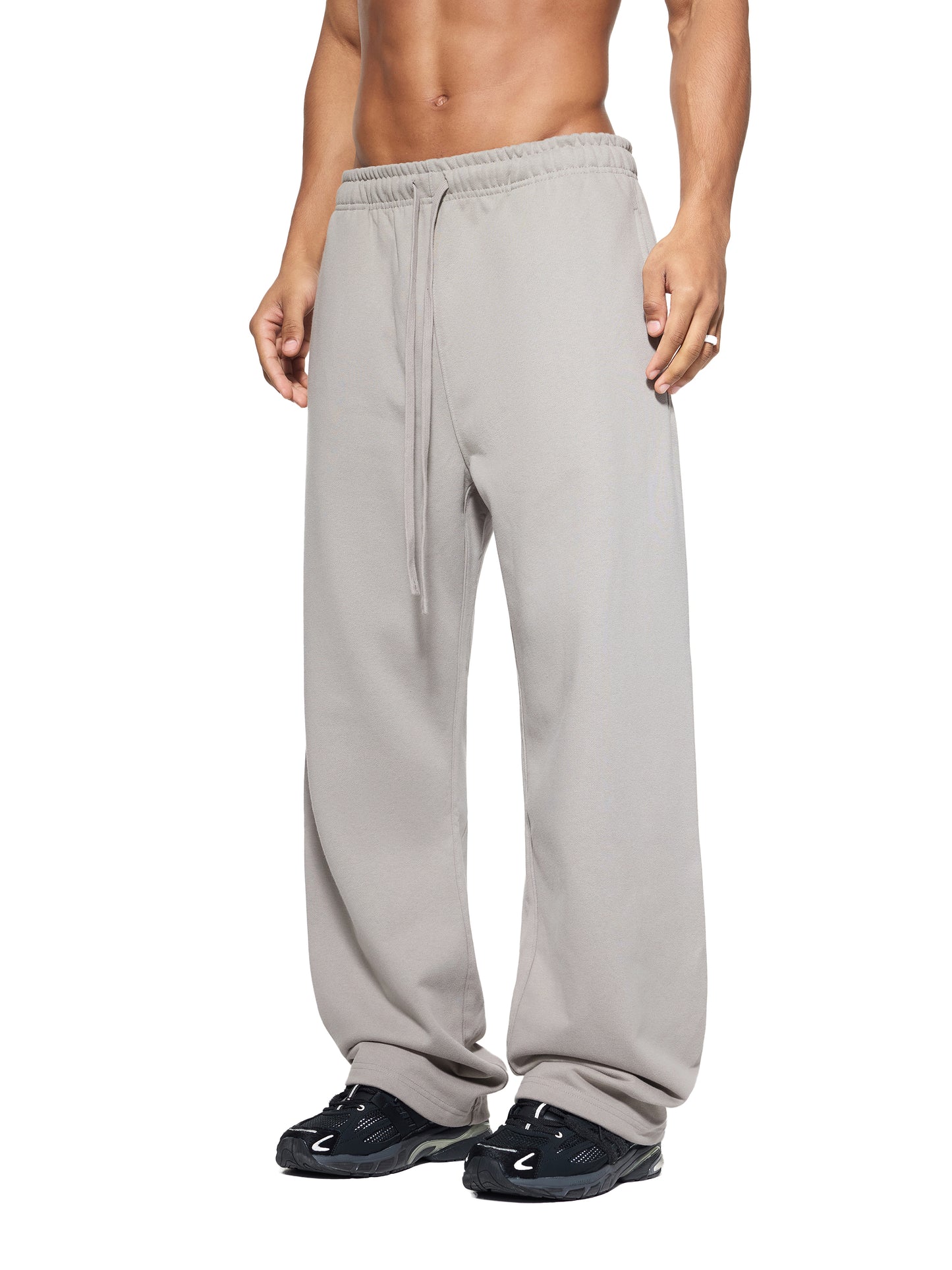 solid colour straight-leg joggers