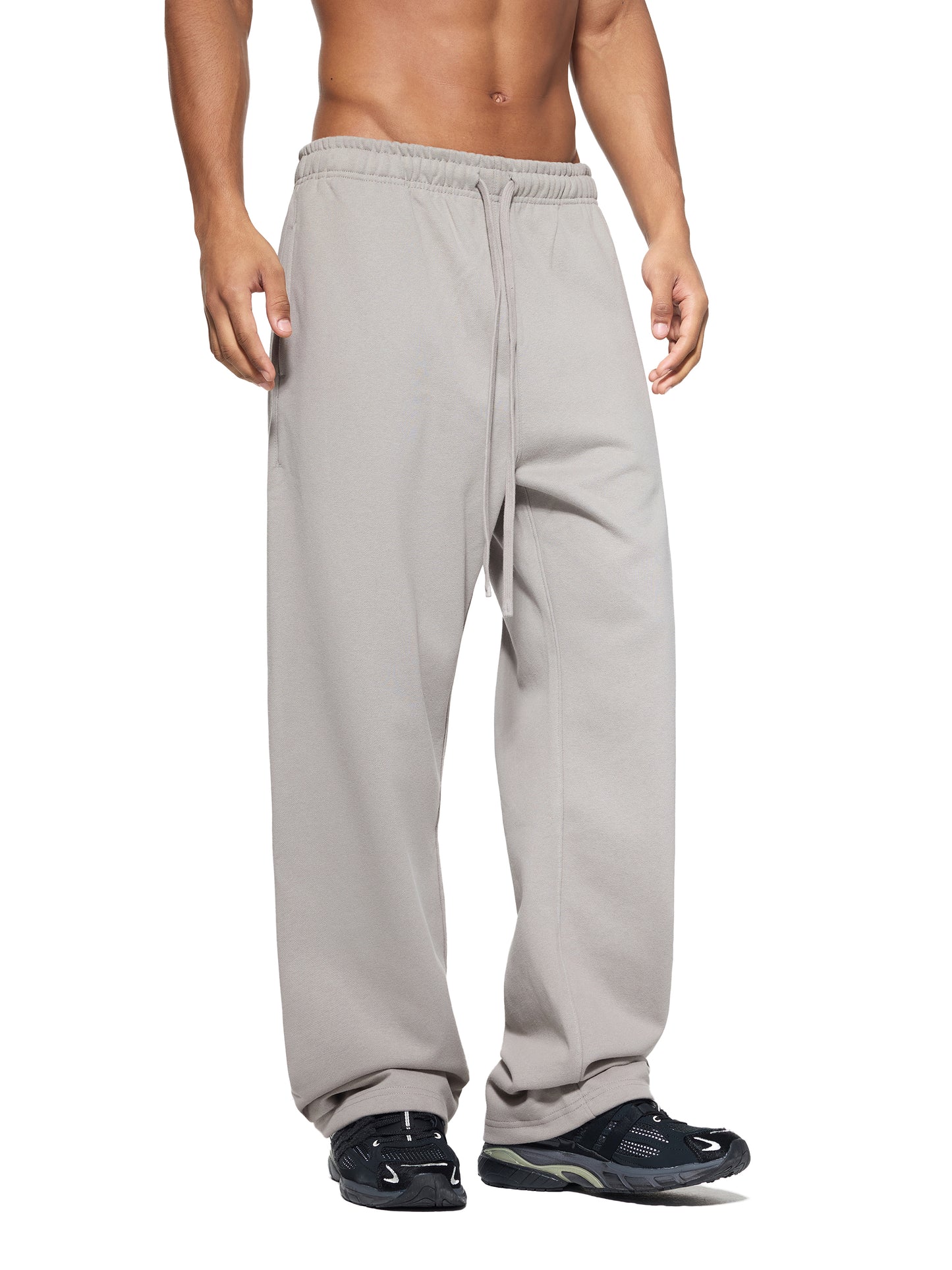 solid colour straight-leg joggers