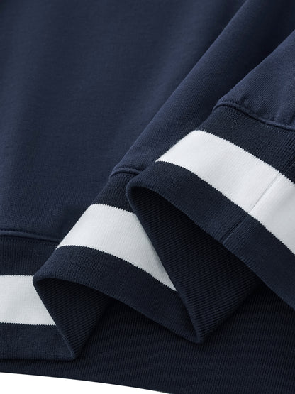 V-Neck Contrast Collar Boxy Sweatshirt