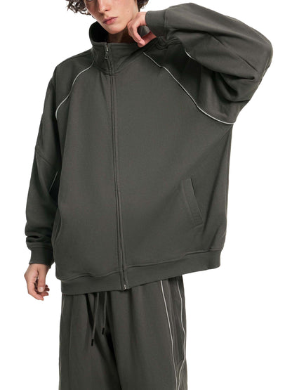 Reflection Striped Raglan Sleeve Jacket