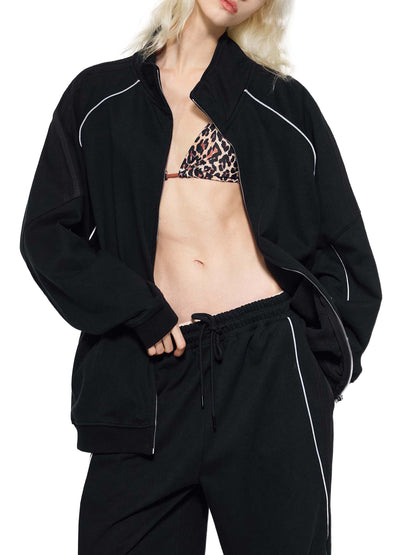 Reflection Striped Raglan Sleeve Jacket