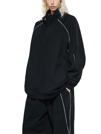 Reflection Striped Raglan Sleeve Jacket