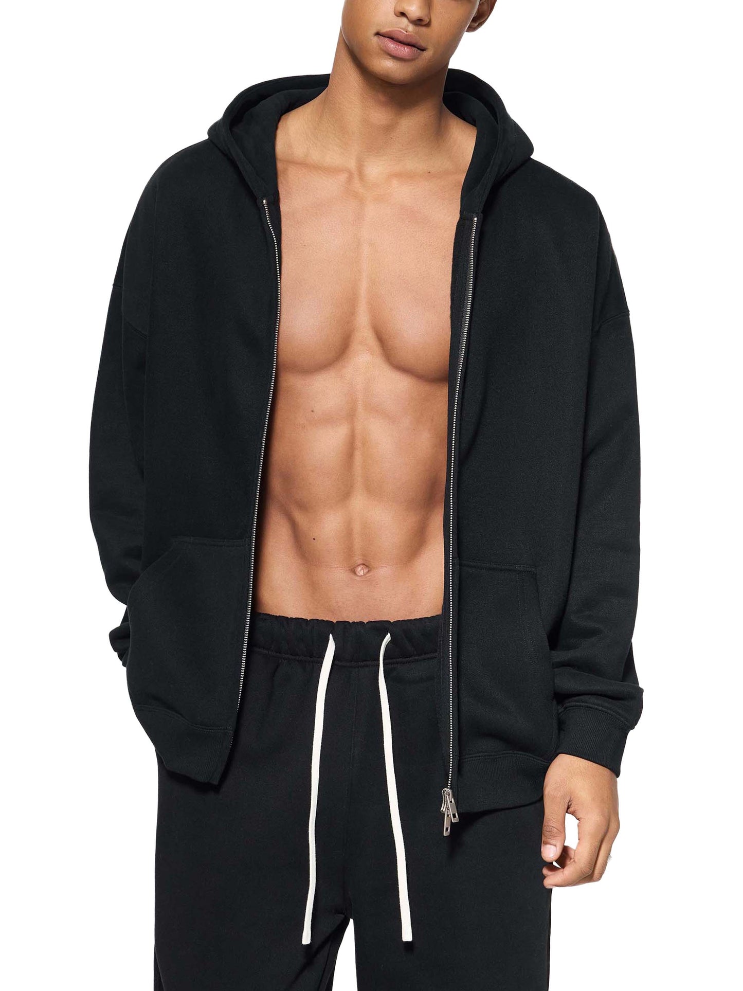 essential fleece zip-through hoodie
