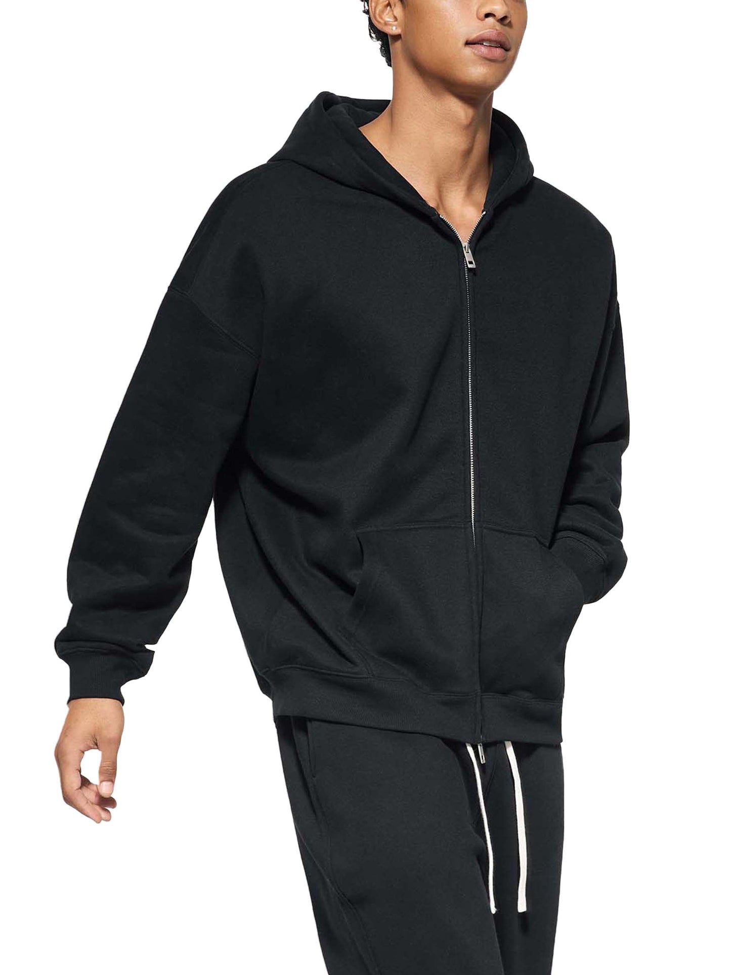 essential fleece zip-through hoodie