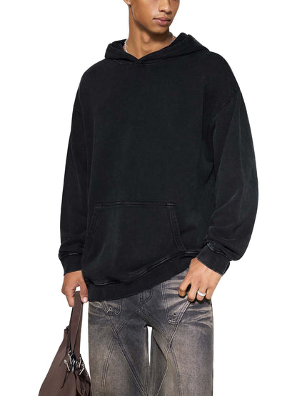 Acid Washed Loose Cotton Hoodie