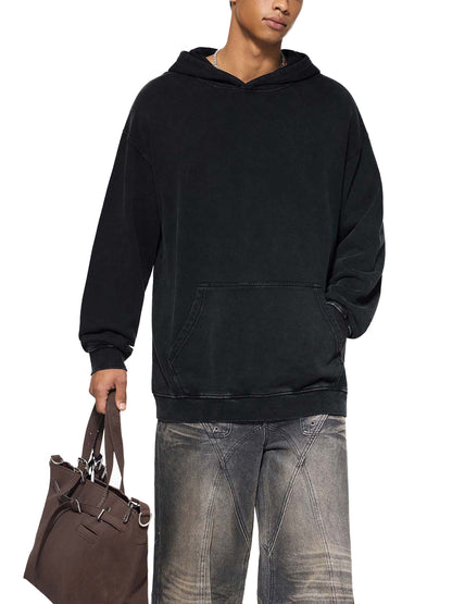 Acid Washed Loose Cotton Hoodie