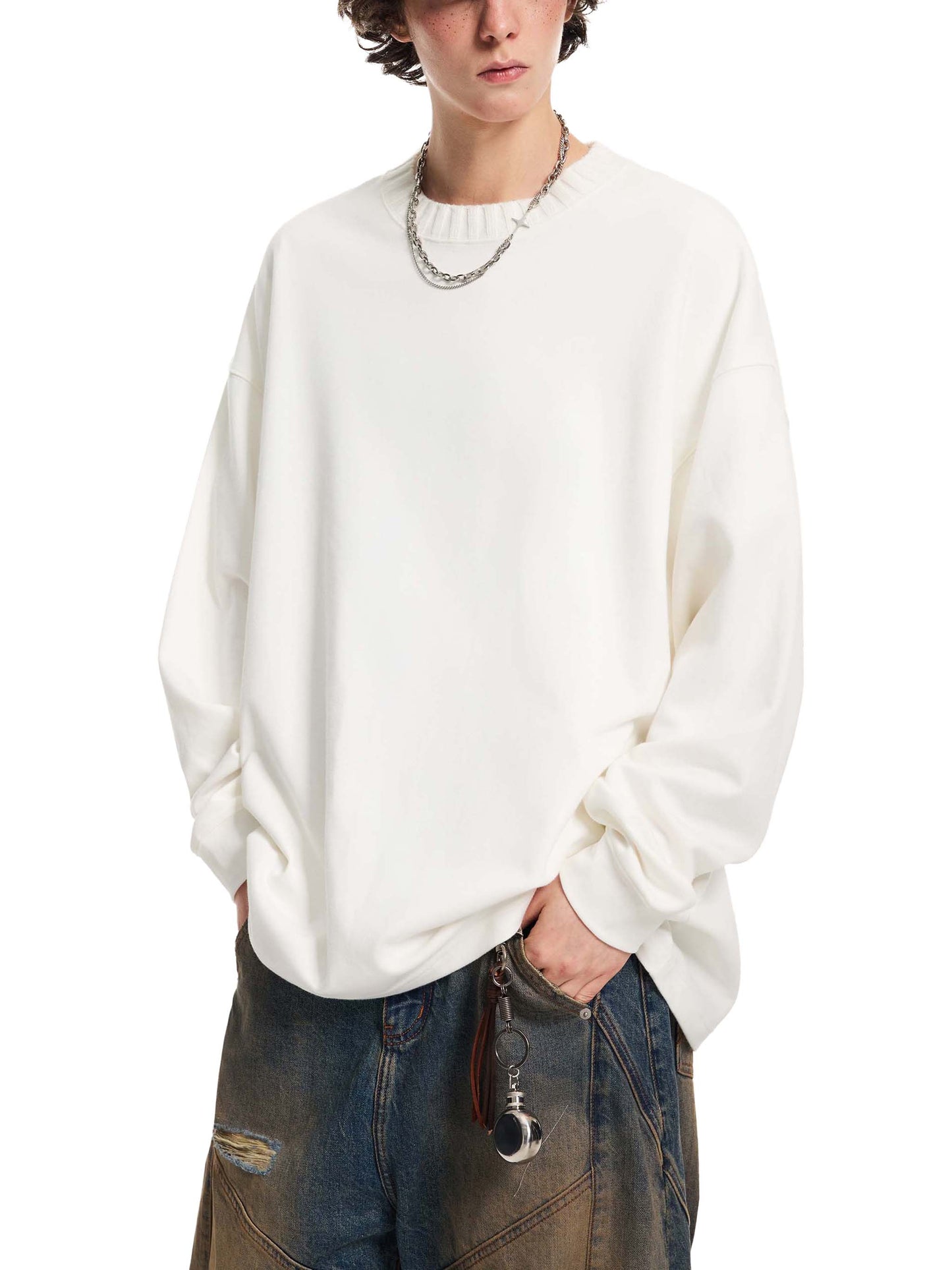 knitted round neck oversize sweatshirt
