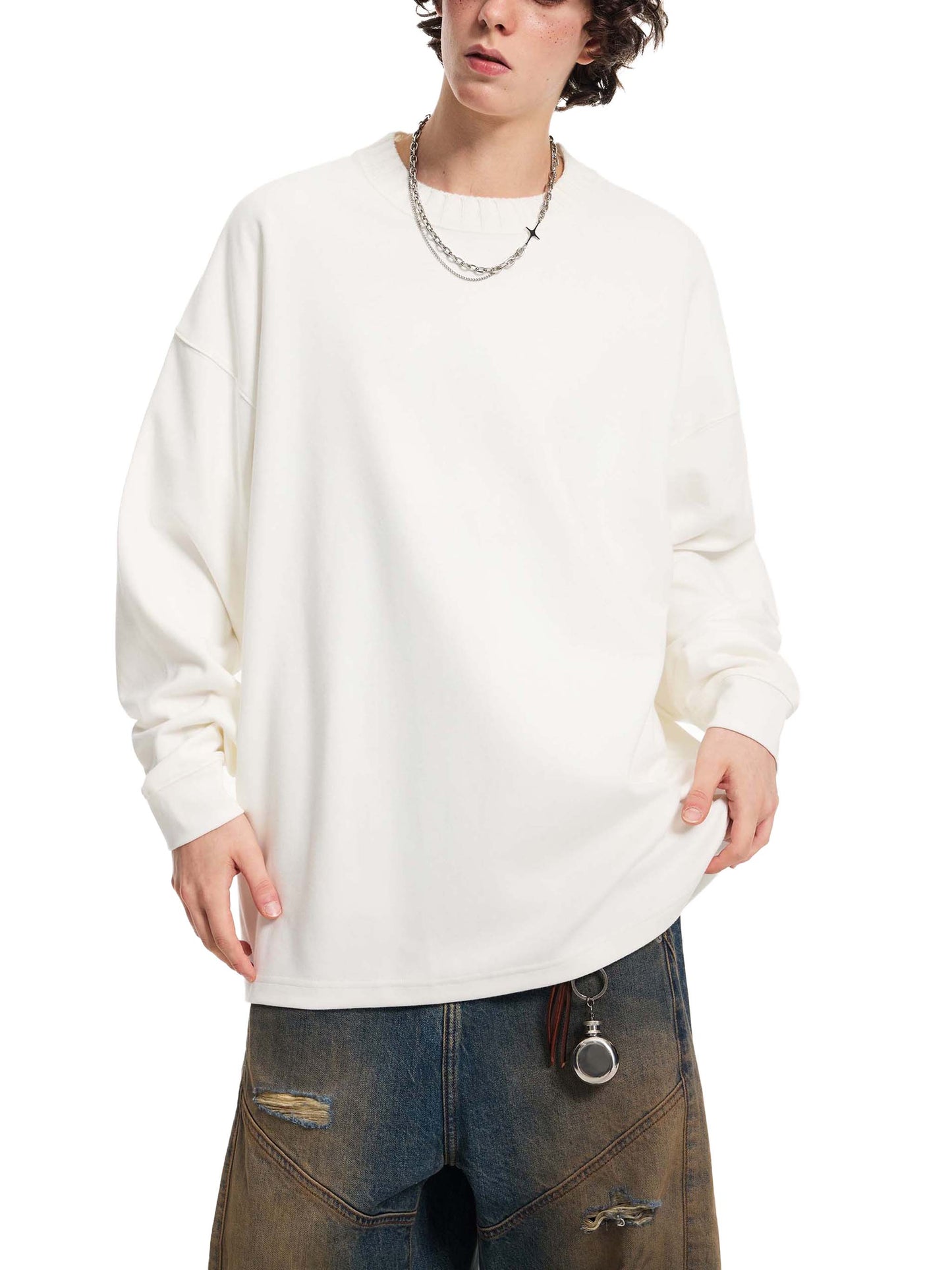 knitted round neck oversize sweatshirt