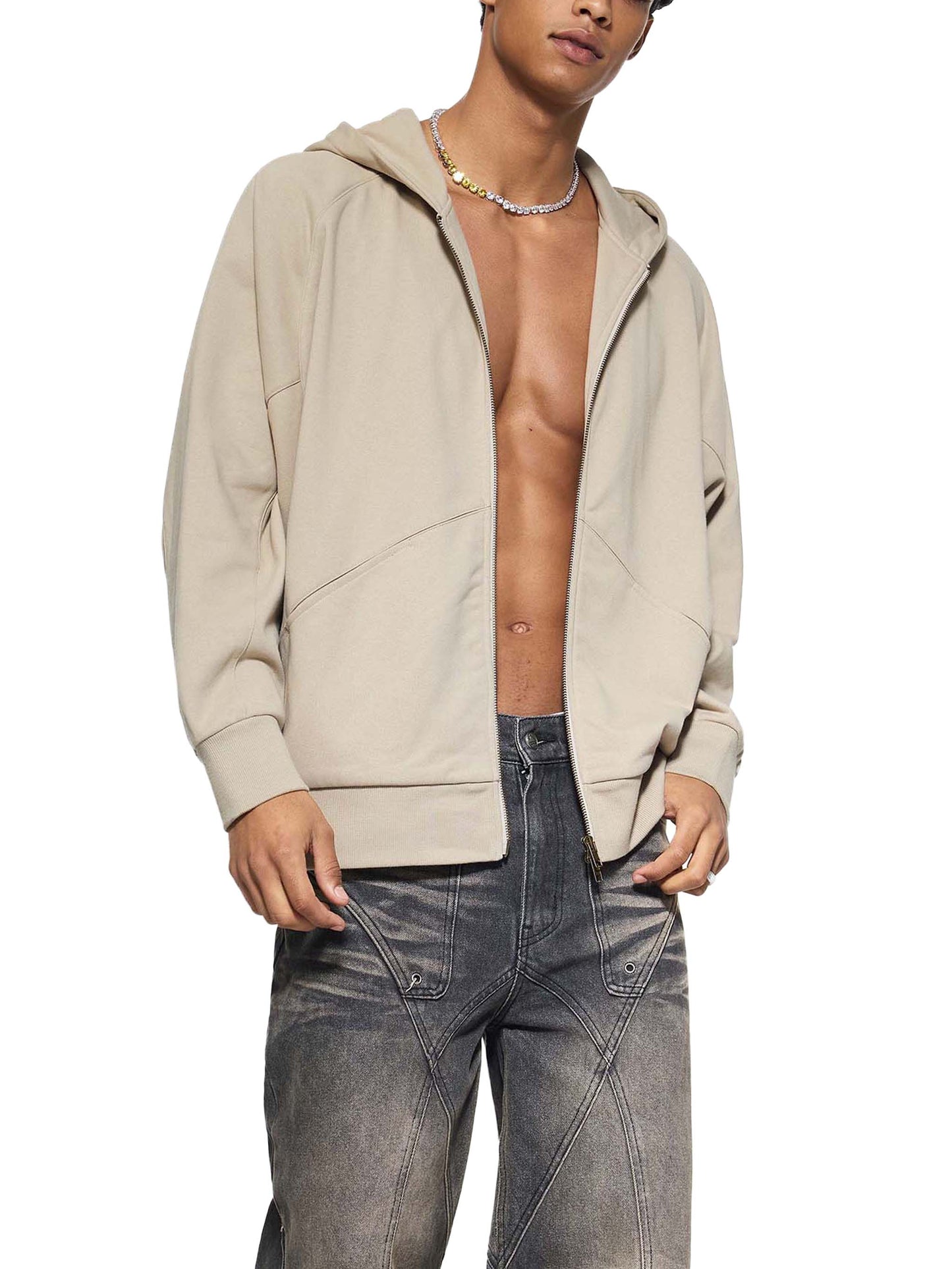 dolman sleeve zip-through fleece  hoodie