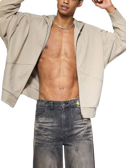 Dolman Sleeve Zip-Through Fleece  Hoodie