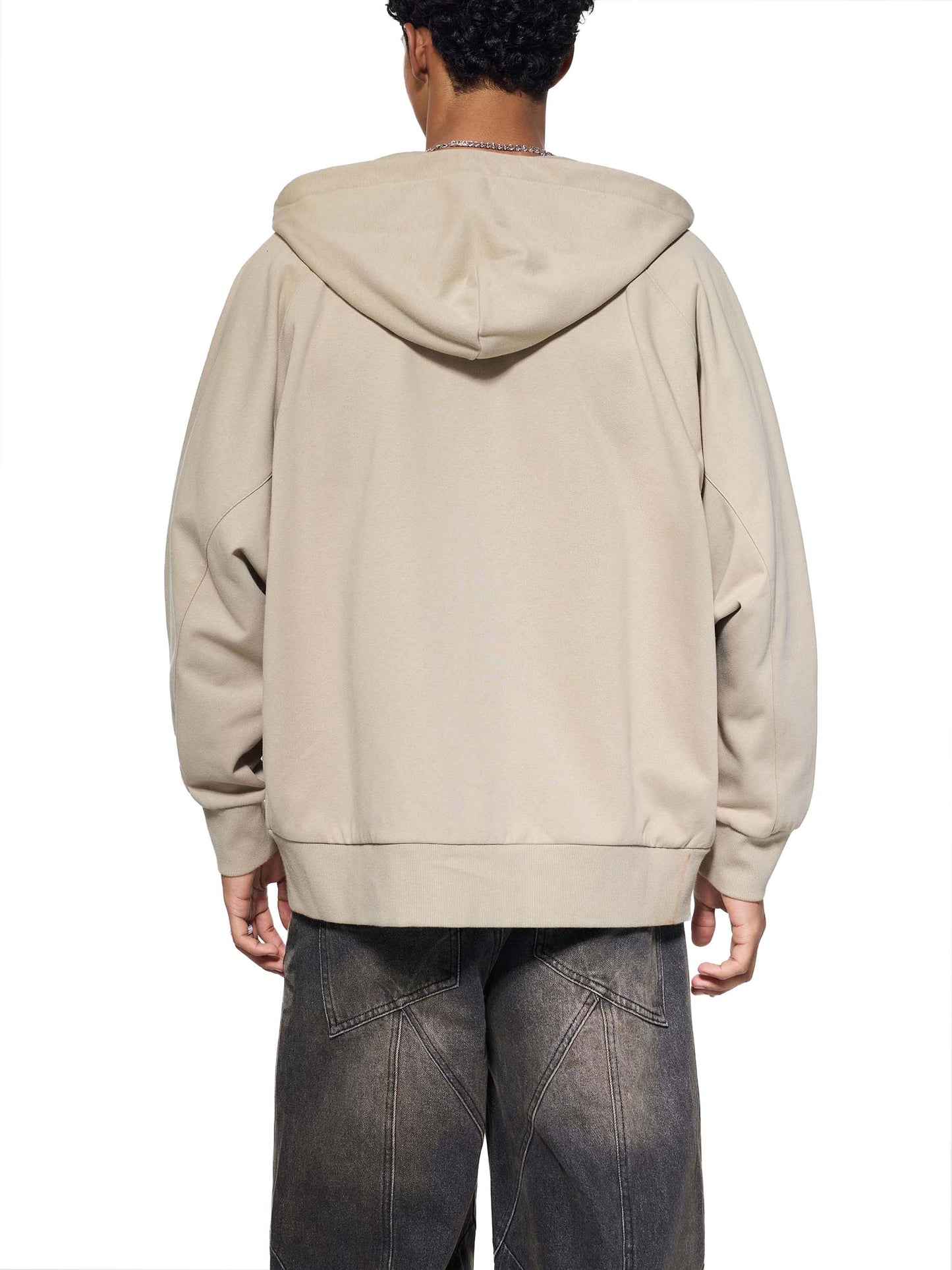 dolman sleeve zip-through fleece  hoodie