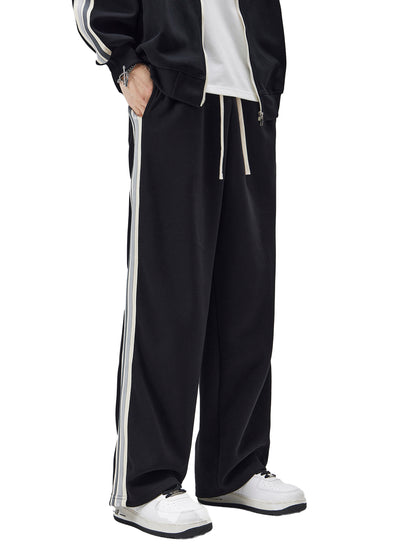 Contrast Side-Stripe Straight-Leg Joggers