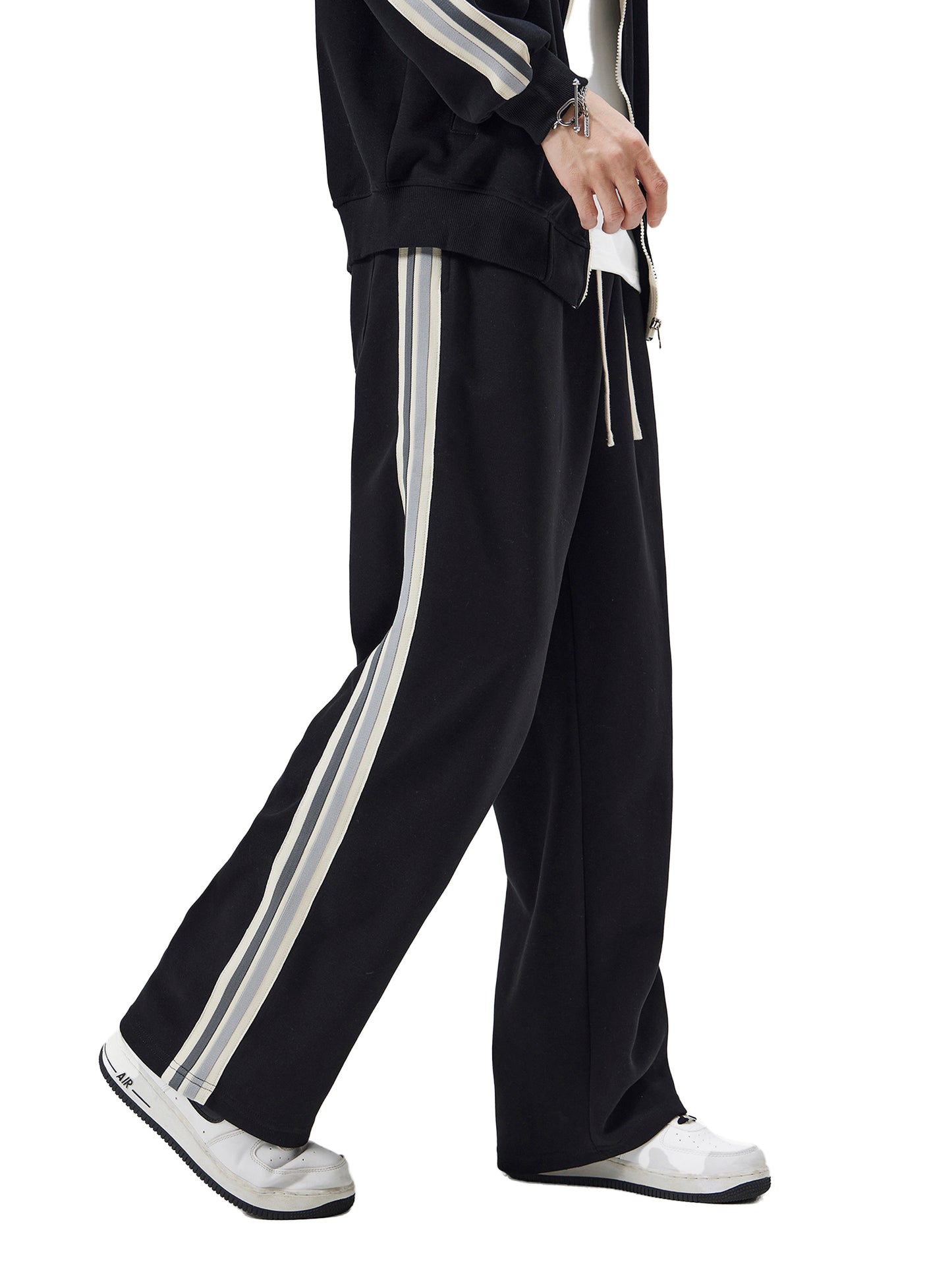 contrast side-stripe straight-leg joggers