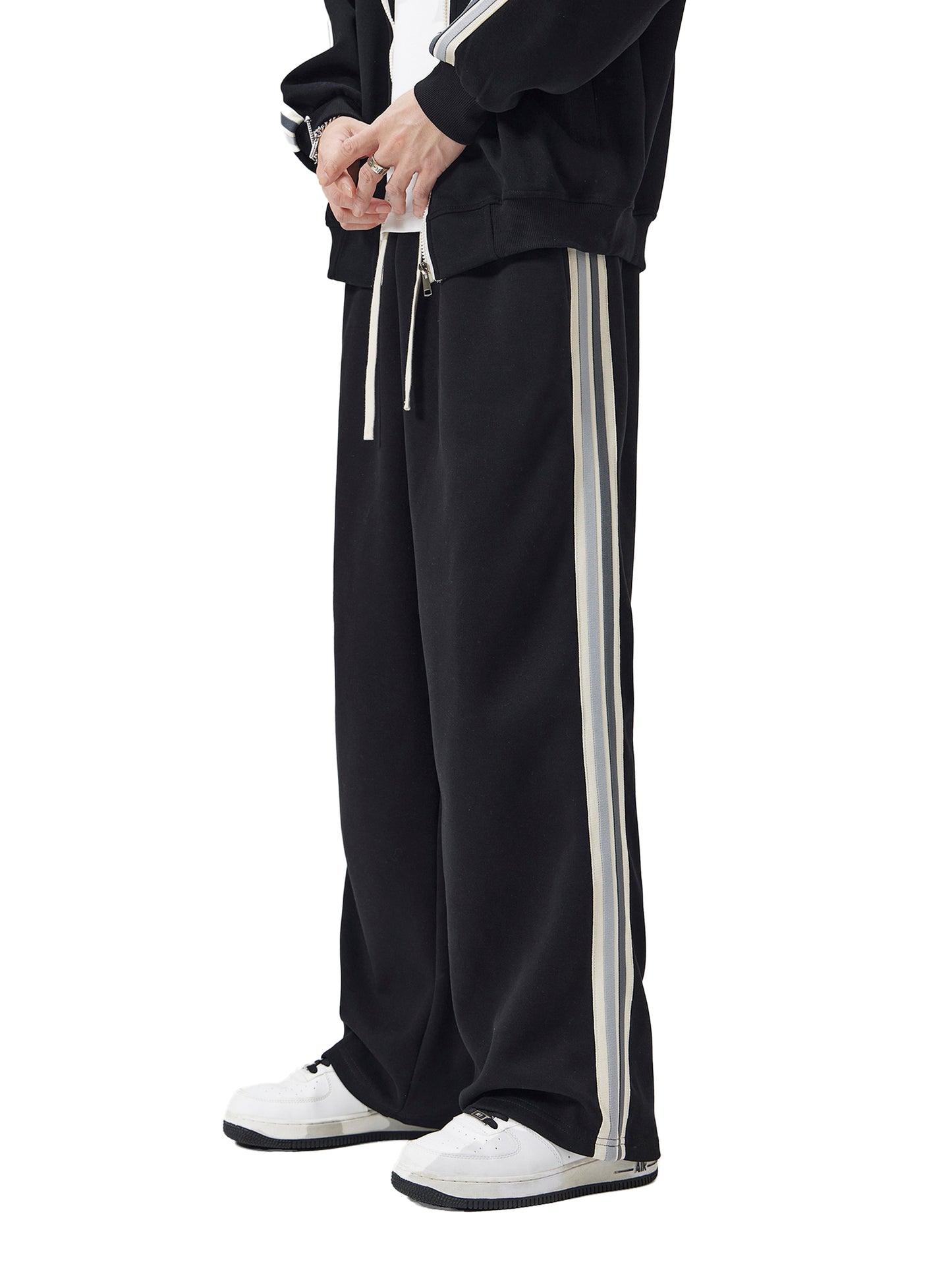 contrast side-stripe straight-leg joggers