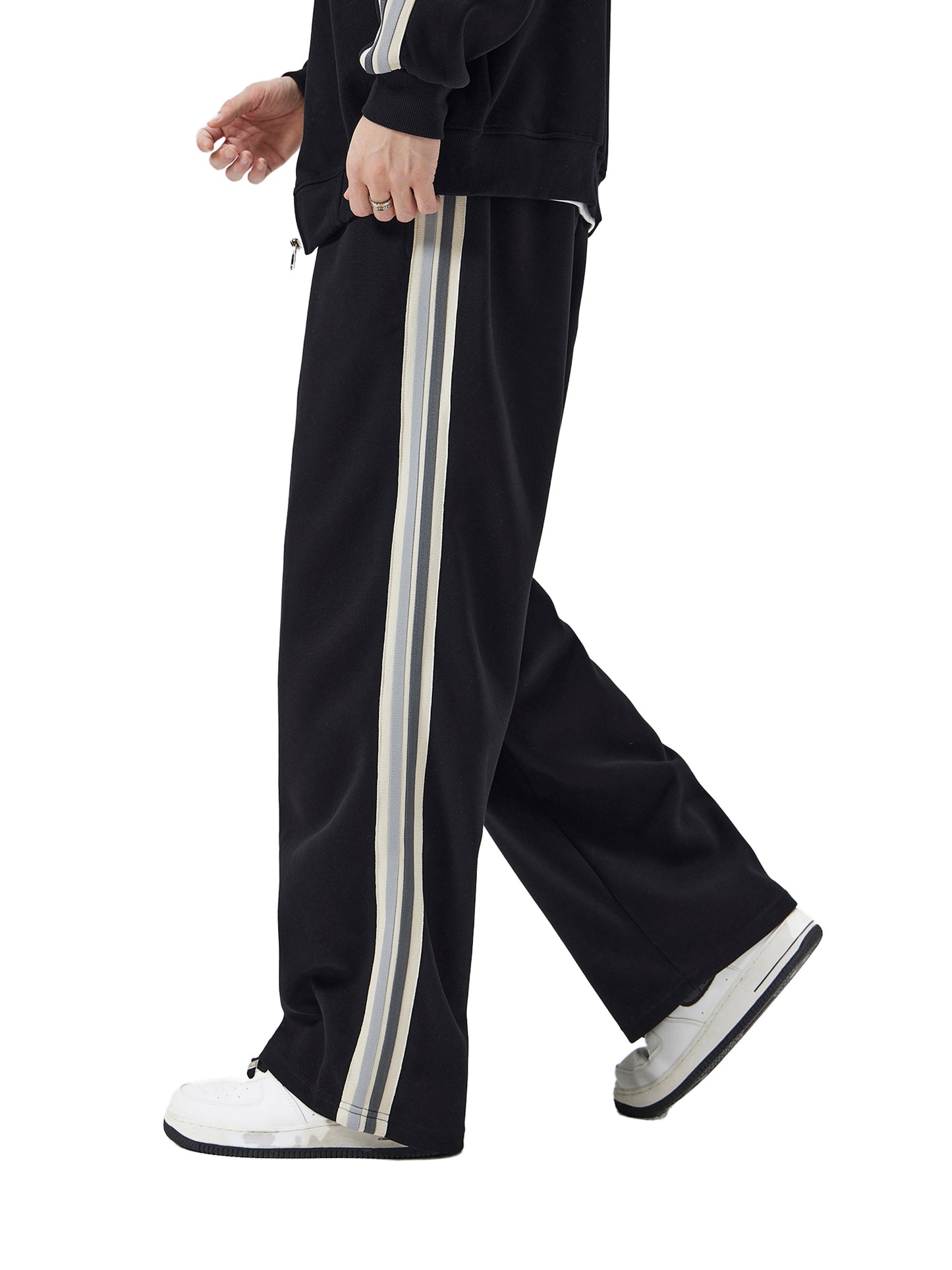 contrast side-stripe straight-leg joggers