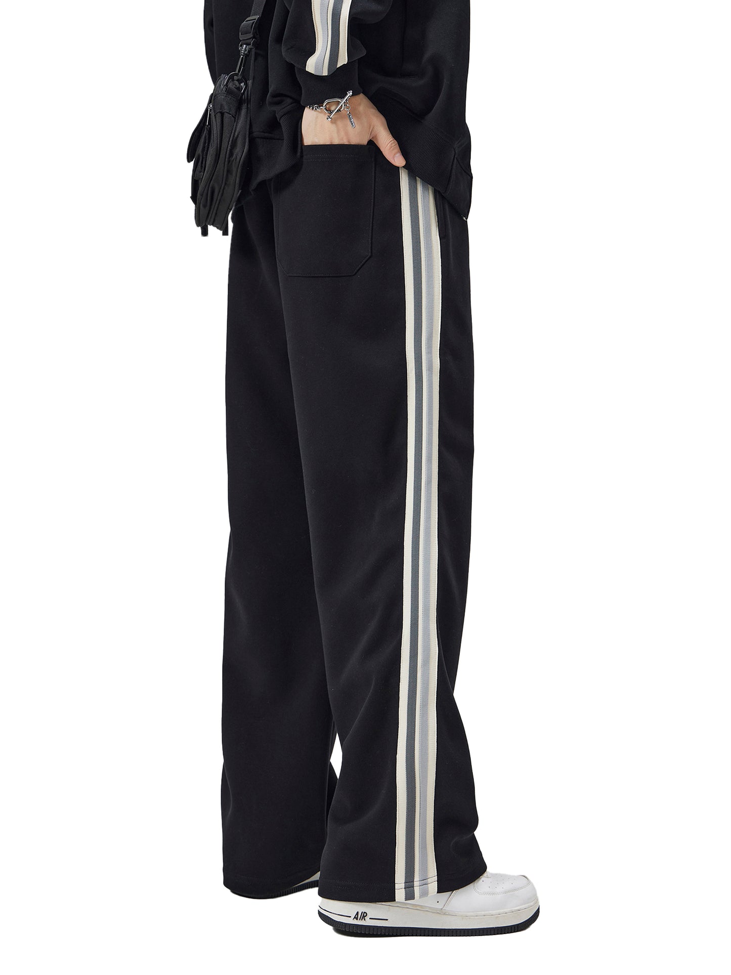 contrast side-stripe straight-leg joggers