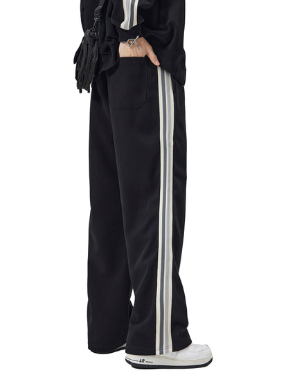 Contrast Side-Stripe Straight-Leg Joggers