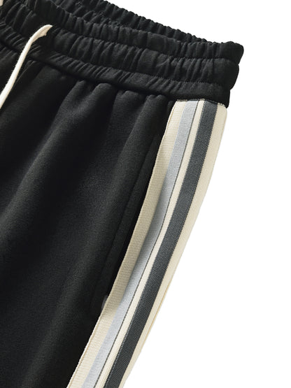 Contrast Side-Stripe Straight-Leg Joggers