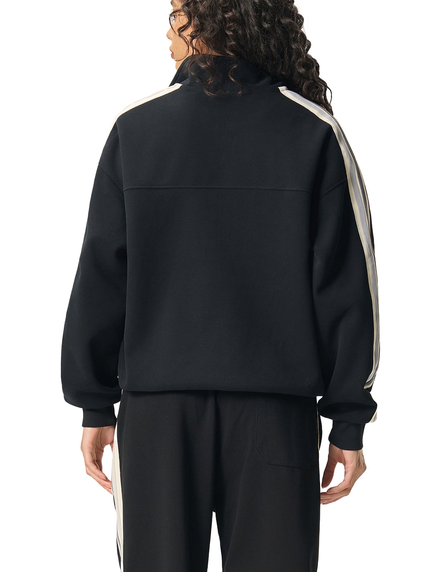 contrast side-stripe stand collar jacket