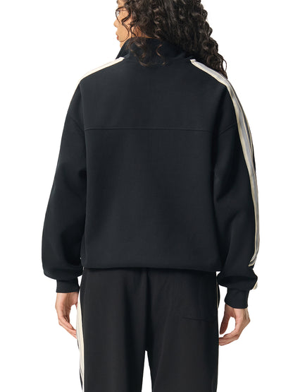 Contrast Side-Stripe Stand Collar Jacket