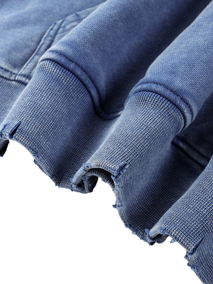 Acid Wash Hand-Frayed Heavyweight  Hoodie