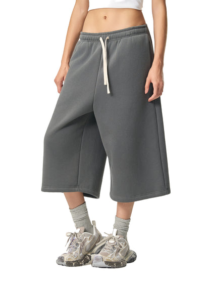 Relaxed Drawstring Three-Quarter Joggers
