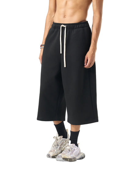 Relaxed Drawstring Three-Quarter Joggers